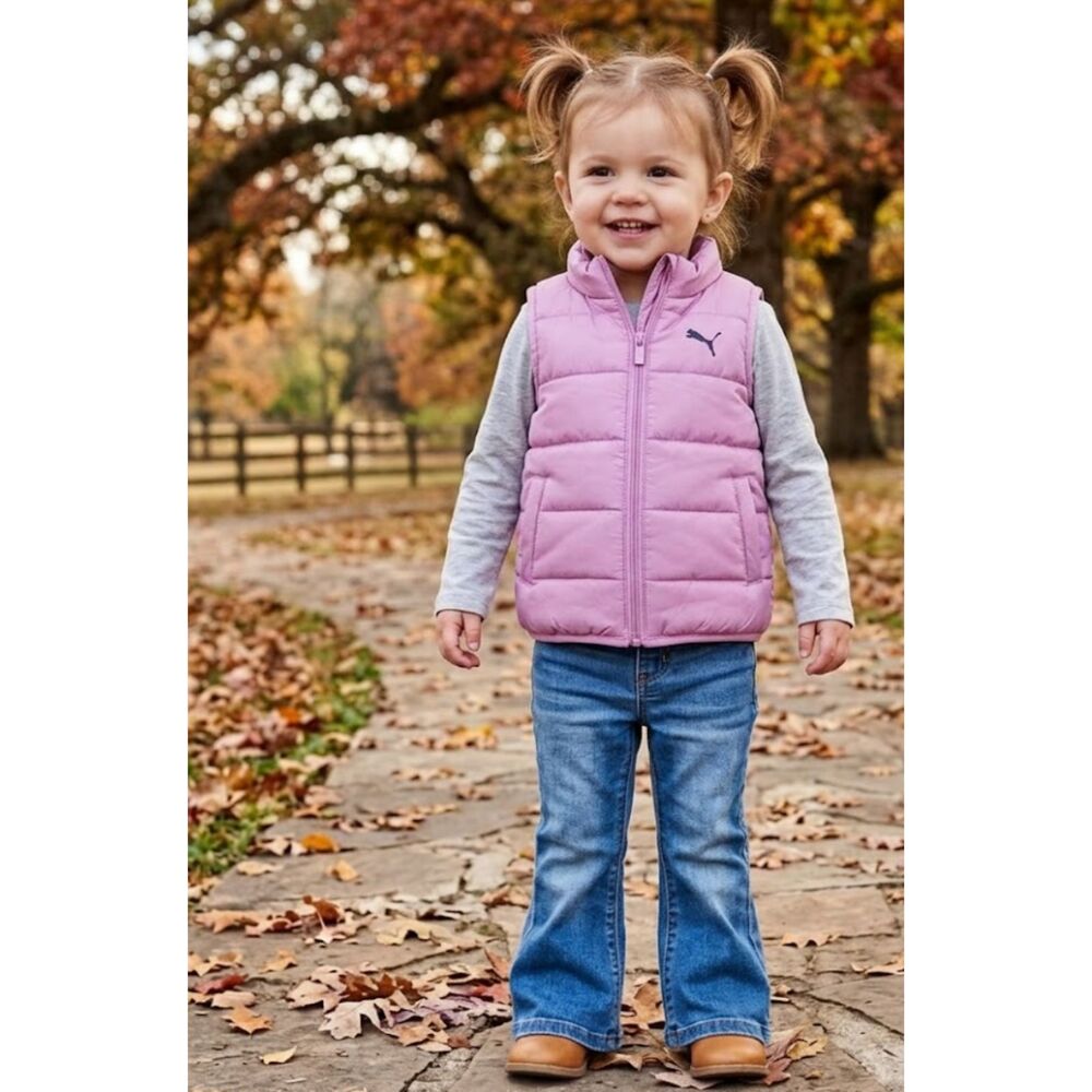 Puma Pink Puffer Vest Jacket Baby Toddler Girls Size 12 Months